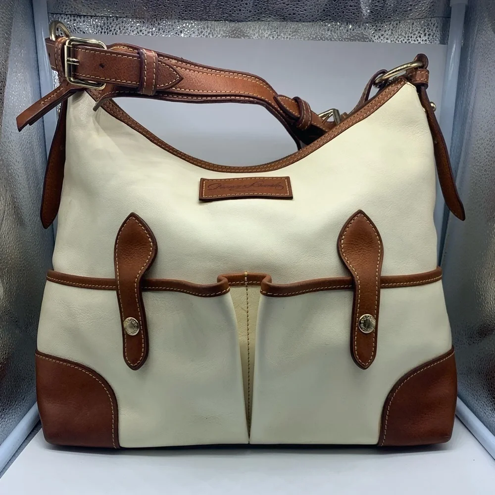 DOONEY And BOURKE genuine florentine vacchetta white leather satchel bag - Picture 5 of 16